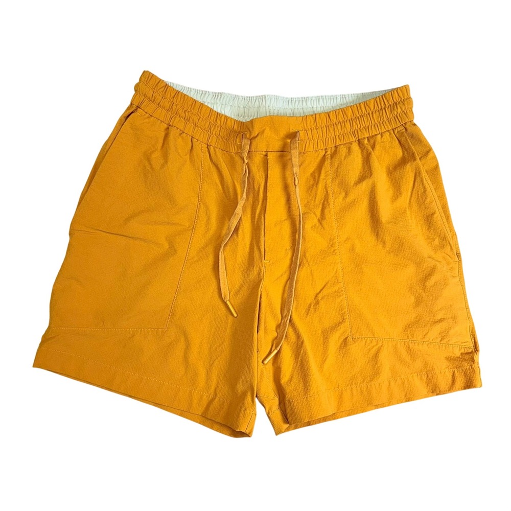 Lululemon Lab Shorts Mens Medium Mustard Yellow Elastic Waist 5 Inch Inseam